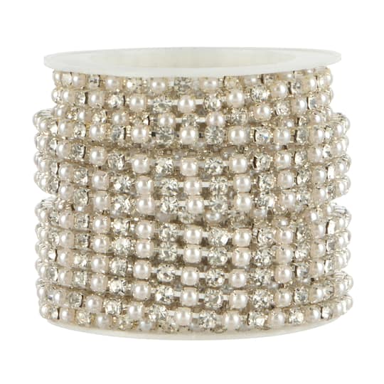 5yd. Silver Pearl & Rhinestone Chain by Bead Landing™
